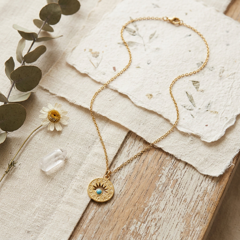 Celestial Turquoise Sun Necklace