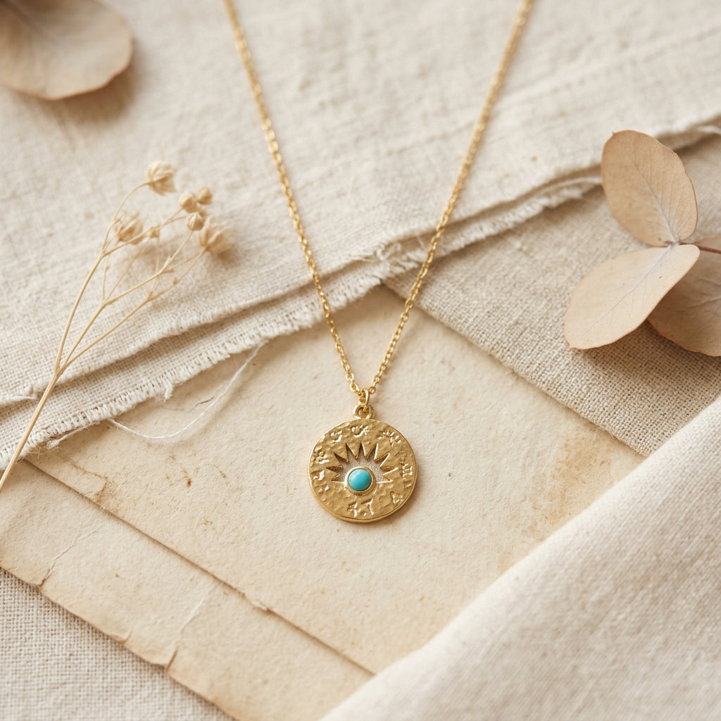 Celestial Turquoise Sun Necklace