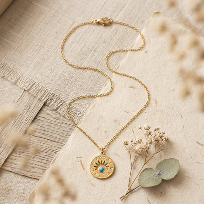 Celestial Turquoise Sun Necklace