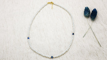 Pearl Beaded & Evil Eye Necklace