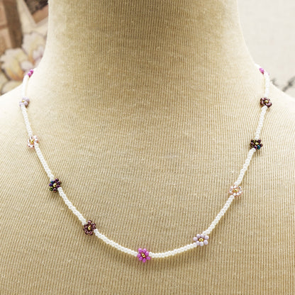 Boho Beaded Flower Necklace