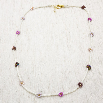 Boho Beaded Flower Necklace