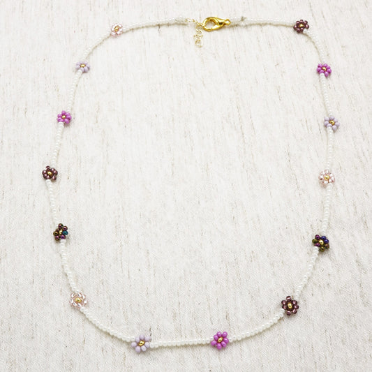 Boho Beaded Flower Necklace