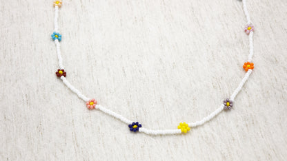Boho Beaded Flower Necklace