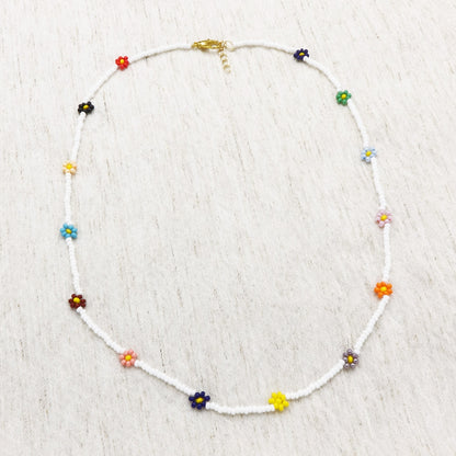Boho Beaded Flower Necklace