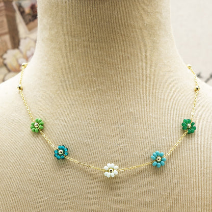 Boho Beaded Flower Necklace