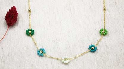 Boho Beaded Flower Necklace