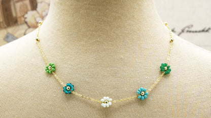 Boho Beaded Flower Necklace