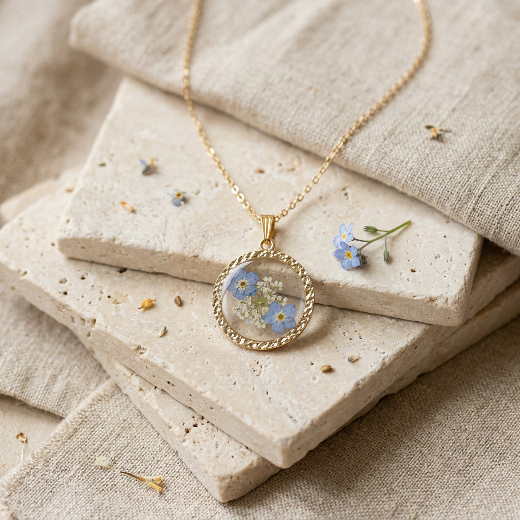 Pressed Forget-Me-Not Necklace