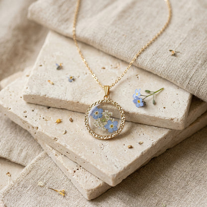 Pressed Forget-Me-Not Necklace