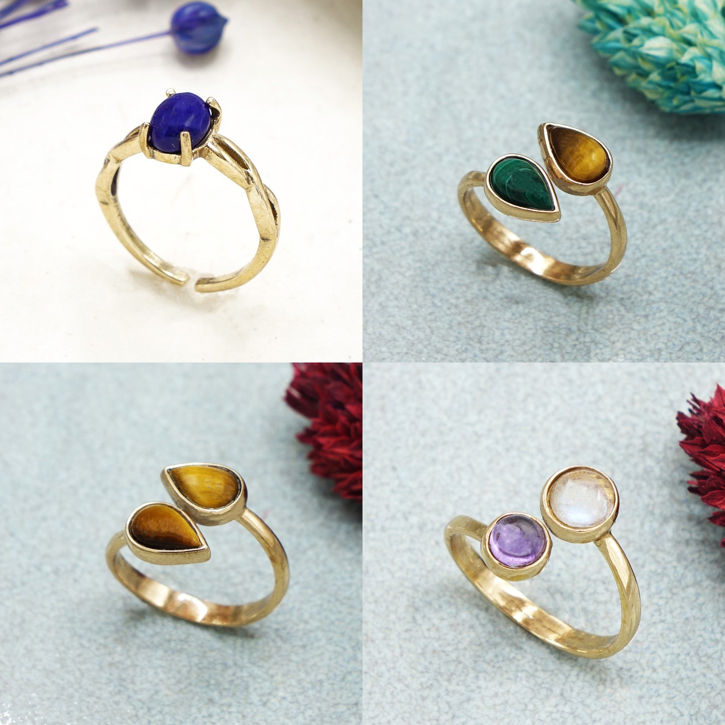 Adjustable Gemstone Rings