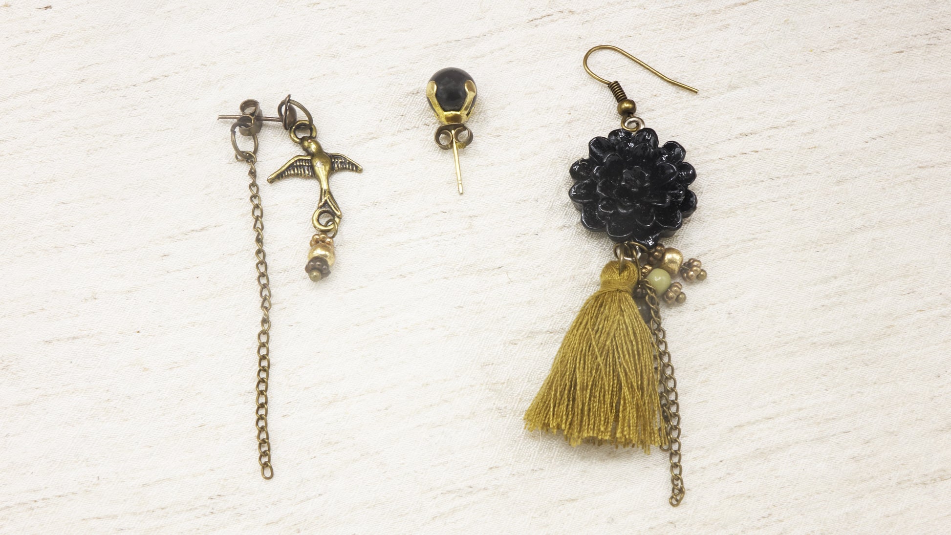 Black Rose Triple Earring - Verna Artisan Works