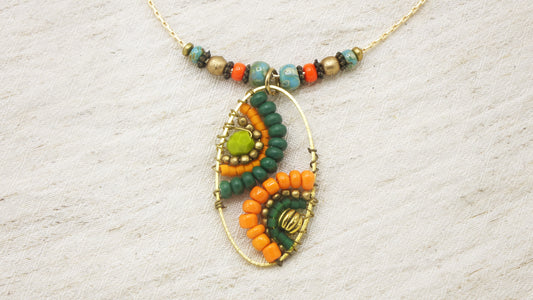 Boho Handwired Necklace - Citrus & Green - Verna Artisan Works