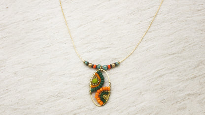 Boho Handwired Necklace - Citrus & Green - Verna Artisan Works