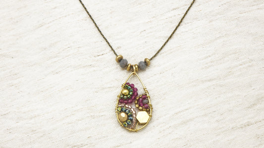 Boho Handwired Necklace - Burgundy - Verna Artisan Works