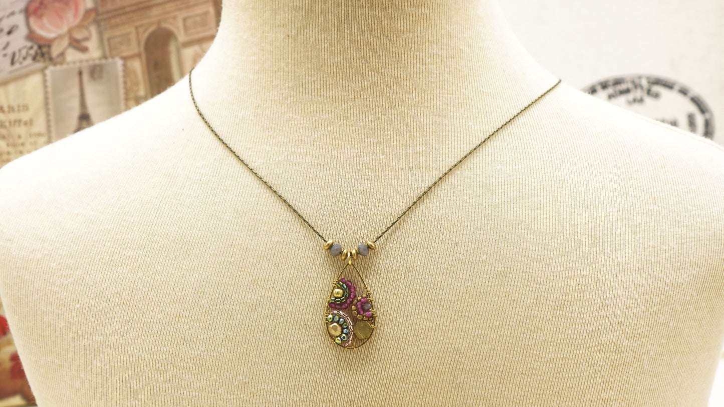 Boho Handwired Necklace - Burgundy