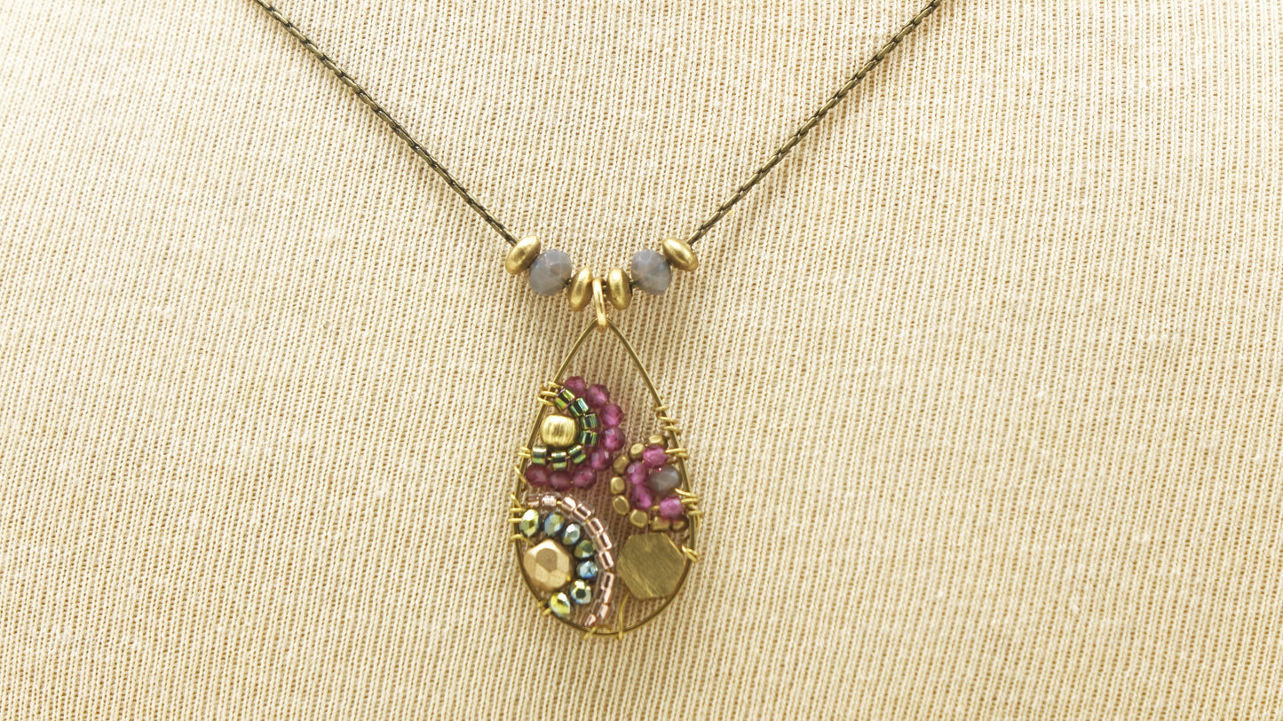 Boho Handwired Necklace - Burgundy