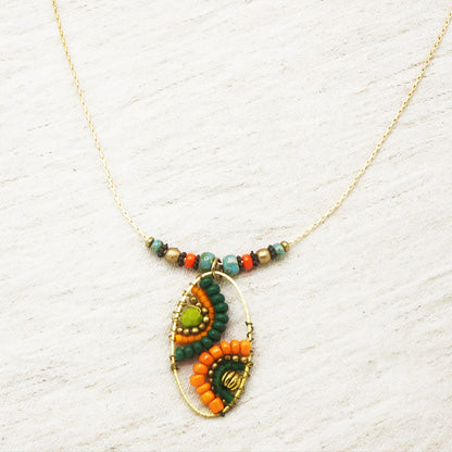 Boho Handwired Necklace - Citrus & Green