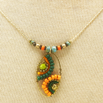 Boho Handwired Necklace - Citrus & Green