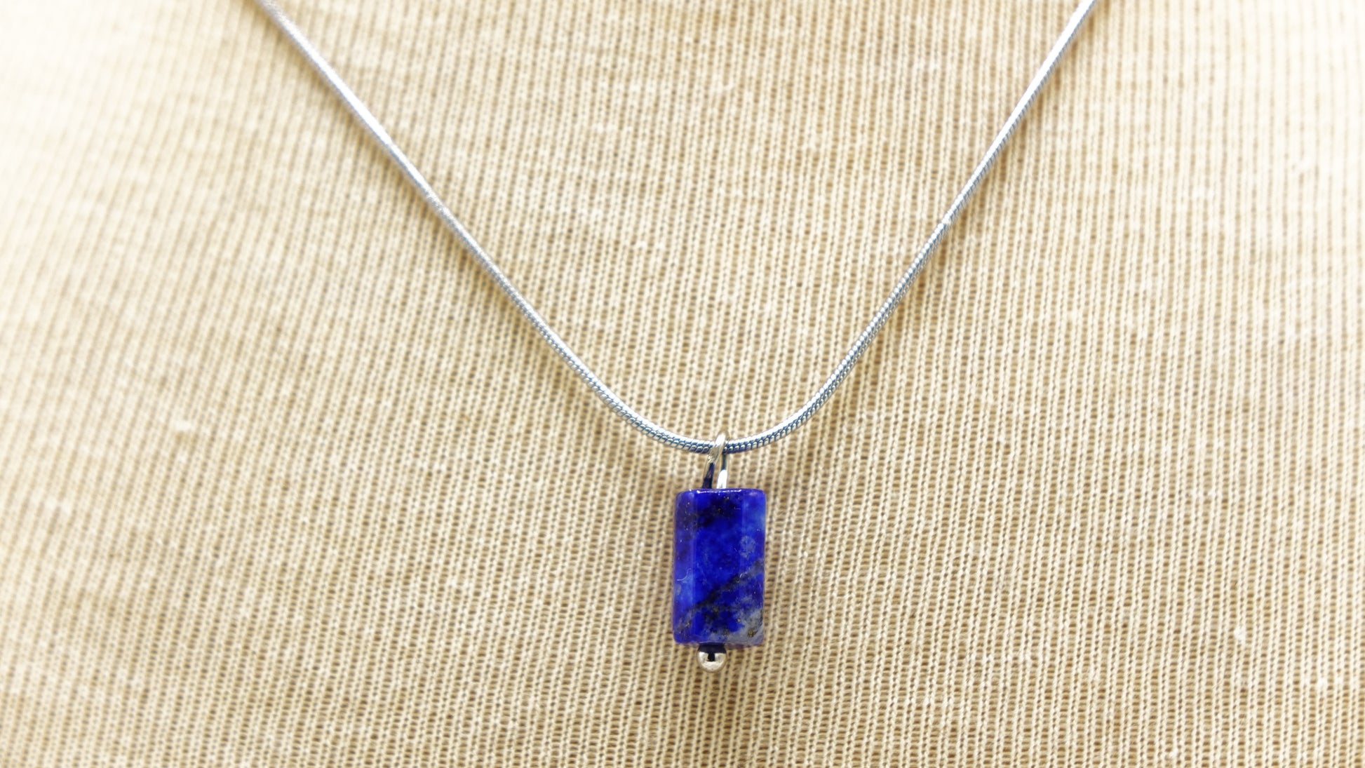 Lapis Lazuli Crystal Stone Necklace with Stainless Steel Chain