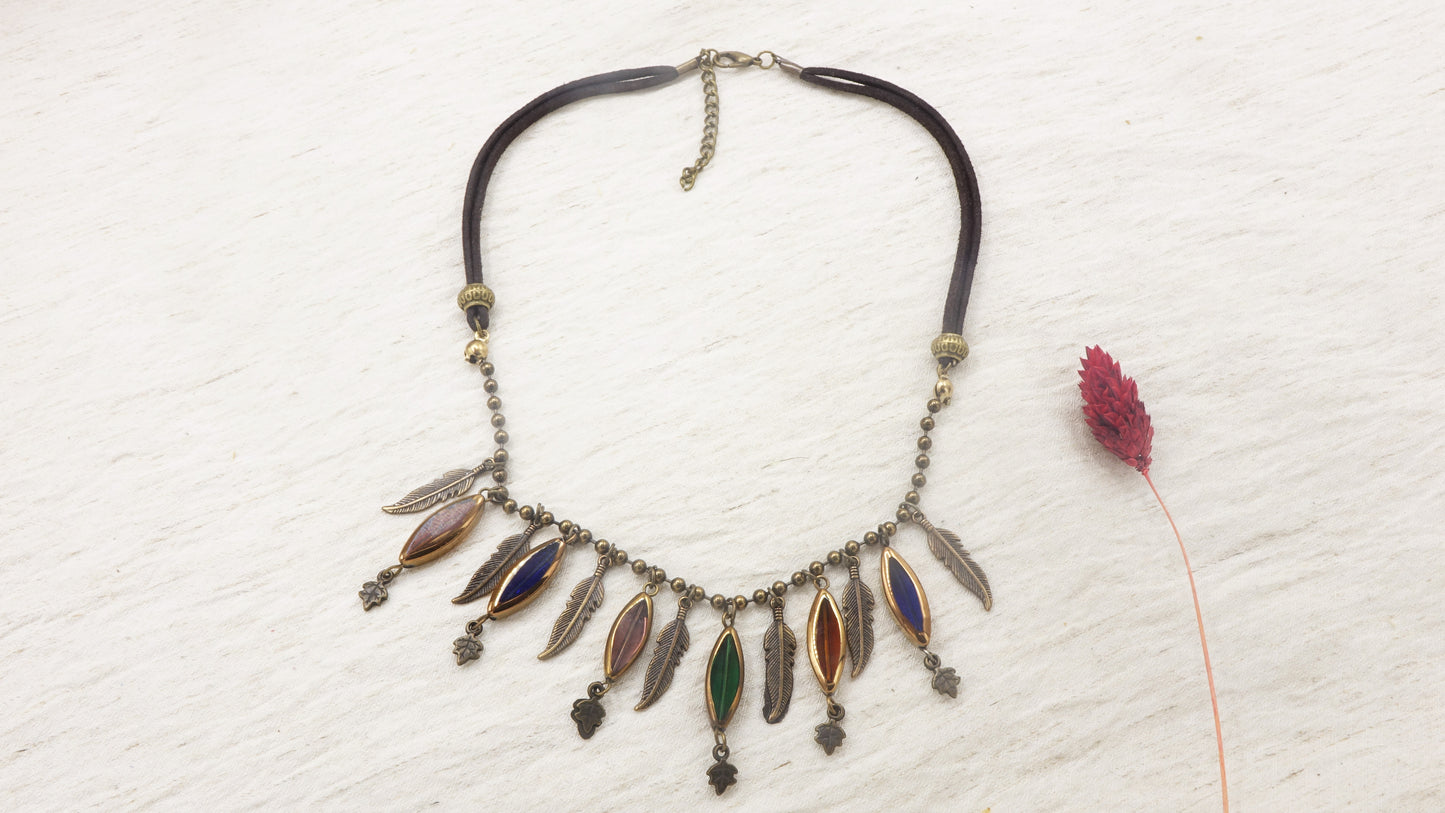 Beaded Feather Necklace - Verna Artisan Works
