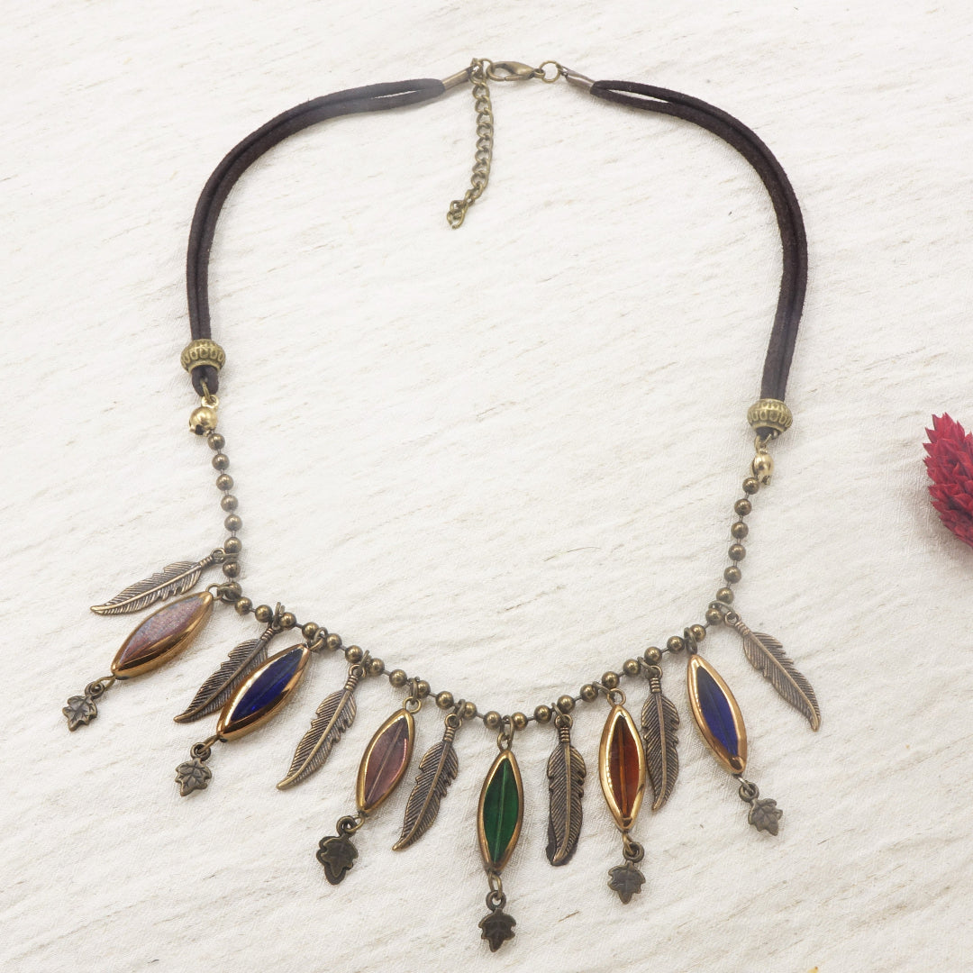 Beaded Feather Necklace - Verna Artisan Works