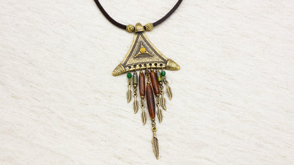 Long Beaded Feather Necklace