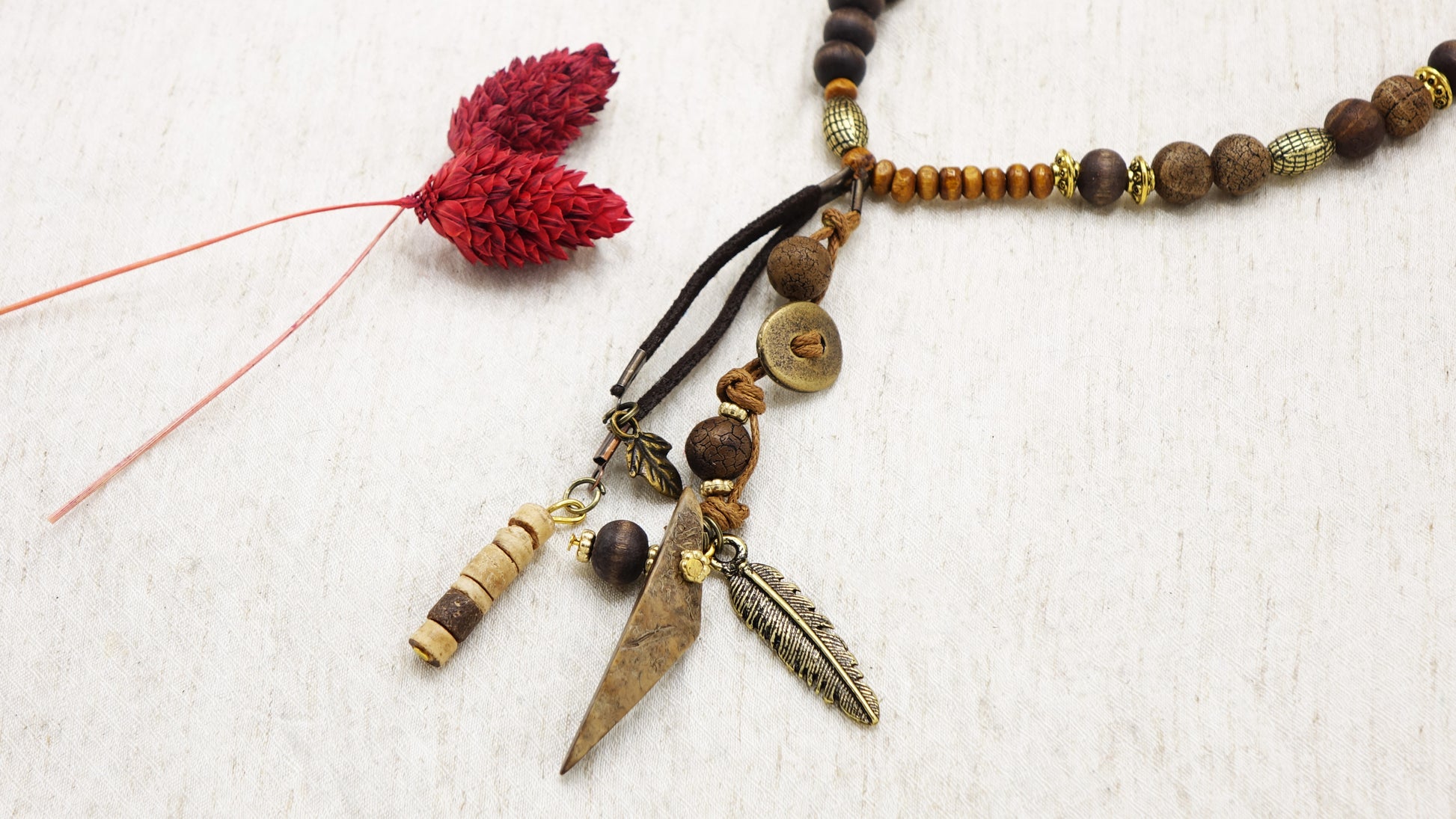 Beaded Long Tribal Necklace