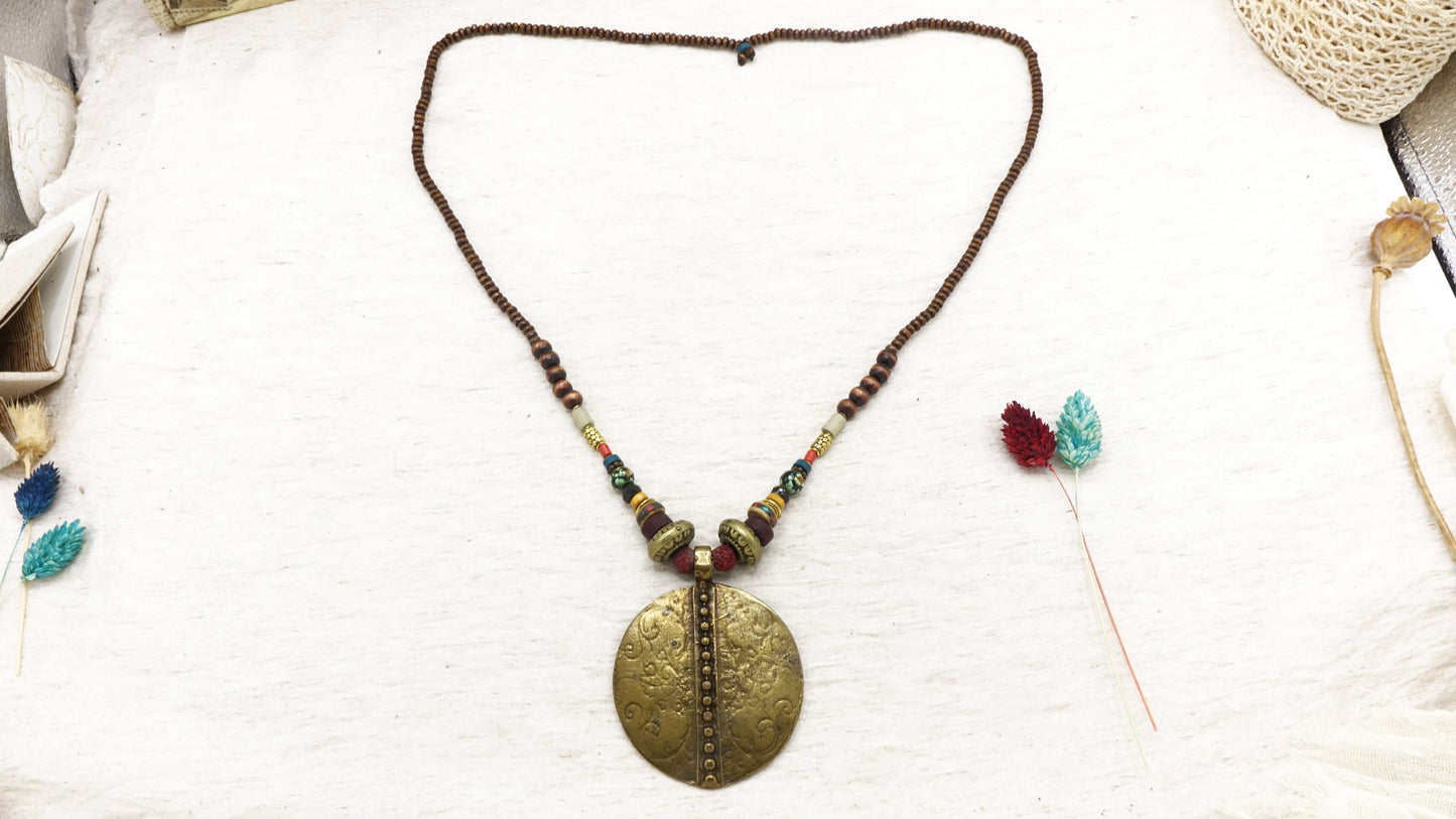 Boho Beaded Pendant Necklace