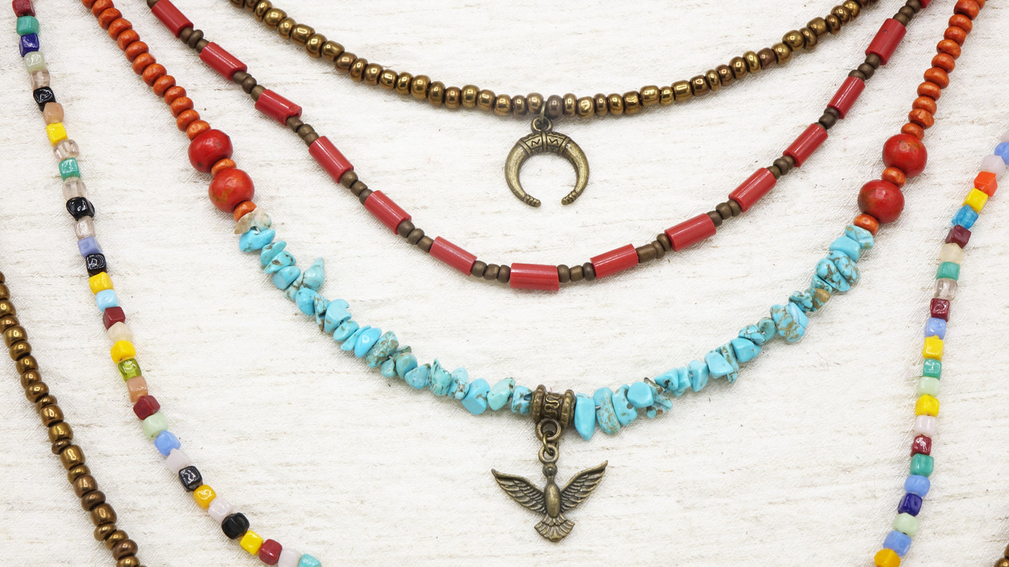 Long Layered Charm Necklace
