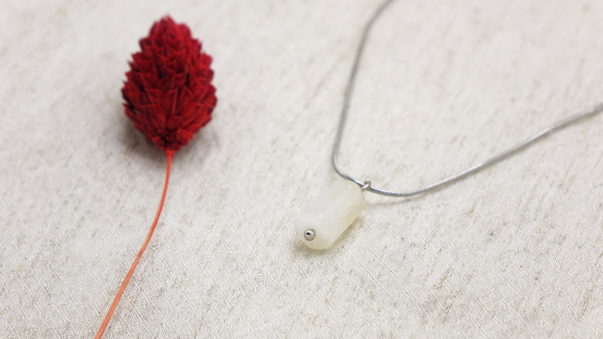 Moonstone Crystal Stone Necklace with Stainless Steel Chain