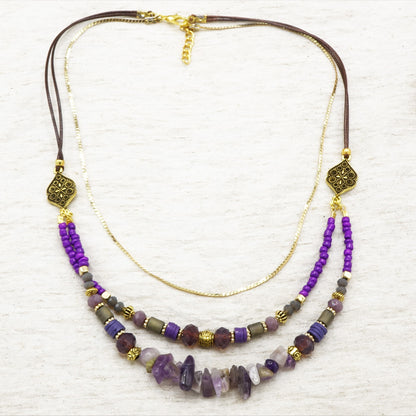 Boho Beaded Amethyst Necklace