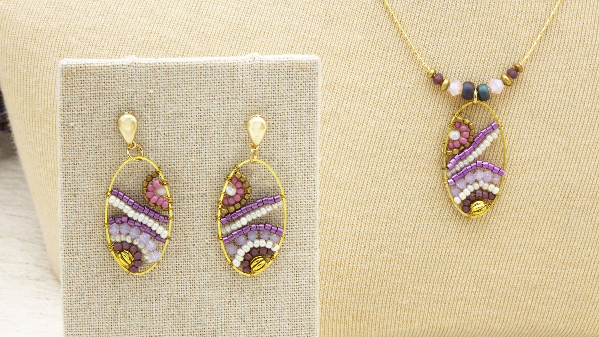 Boho Handwired Earrings - Lavender - Verna Artisan Works