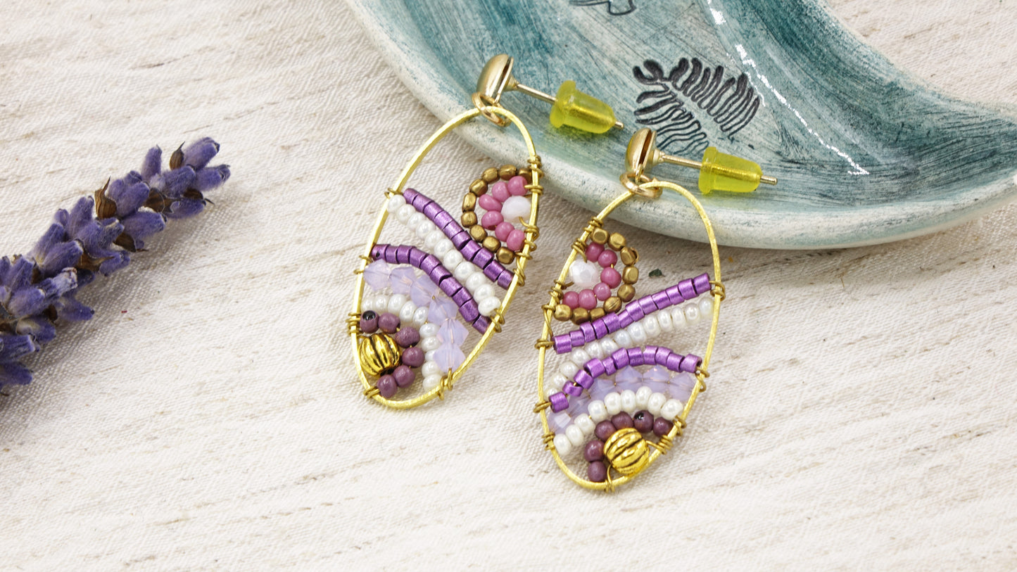 Boho Handwired Earrings - Lavender