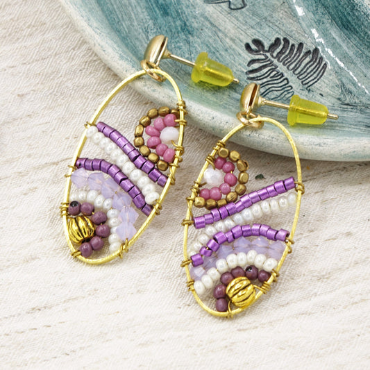 Boho Handwired Earrings - Lavender - Verna Artisan Works