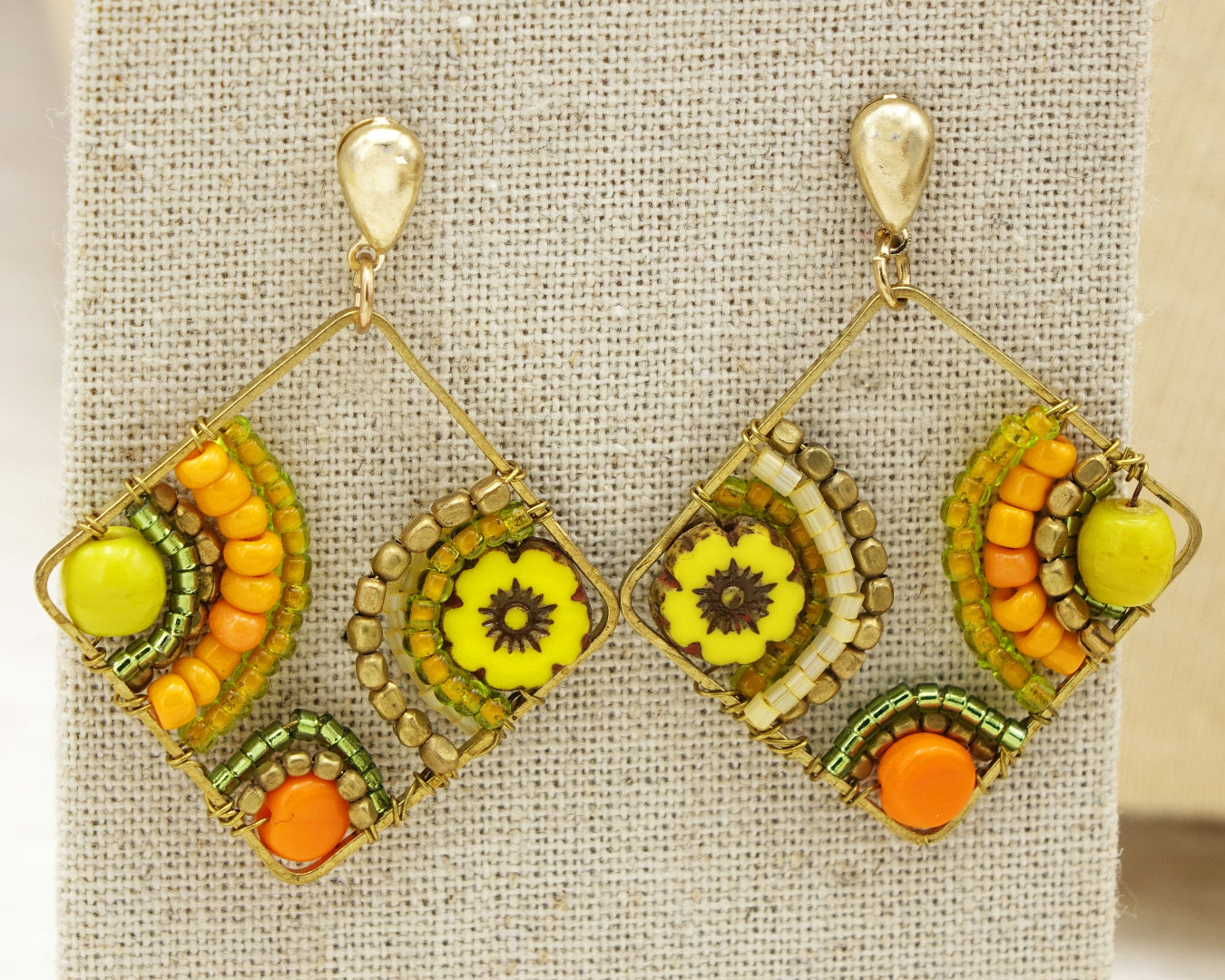 Boho Handwired Earrings - Citrus - Verna Artisan Works