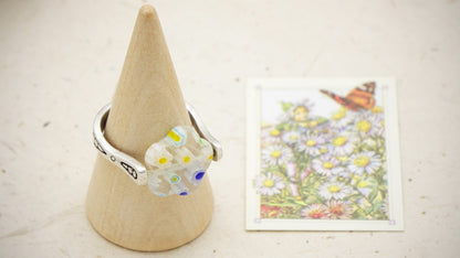 Murano-Style Millefiori Glass Flower Rings | Wholesale Listing