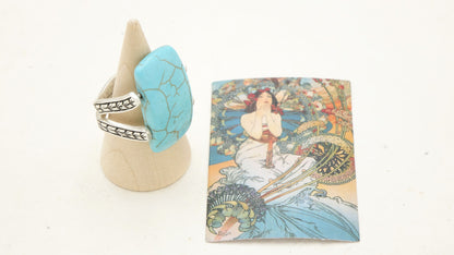 Turquoise Statement Ring – Wholesale Listing (Assorted Gold & Silver Bronze Bands) - Verna Artisan Works