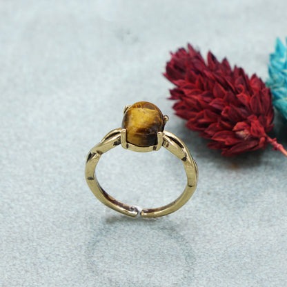 Tiger's Eye Crystal Stone Ring