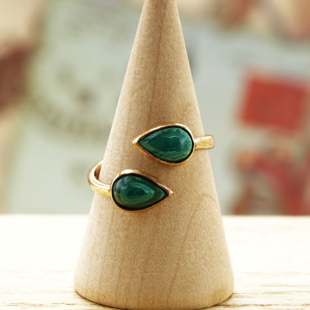 Double Malachite Crystal Stone Ring