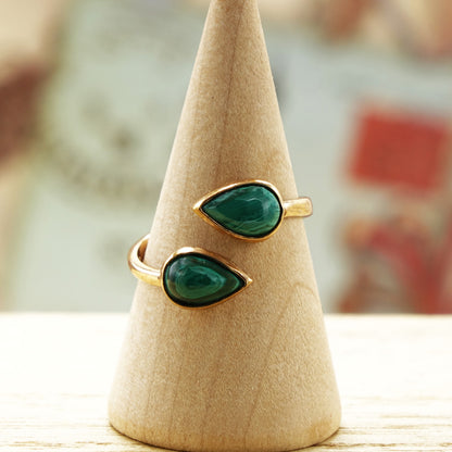 Double Malachite Crystal Stone Ring