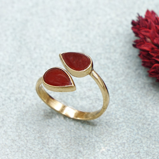 Double Agate Crystal Stone Ring 