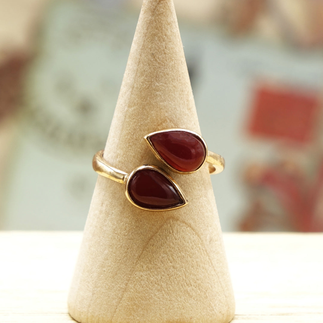  Double Agate Crystal Stone Ring 