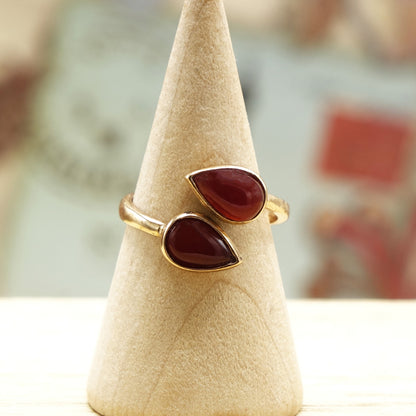  Double Agate Crystal Stone Ring 