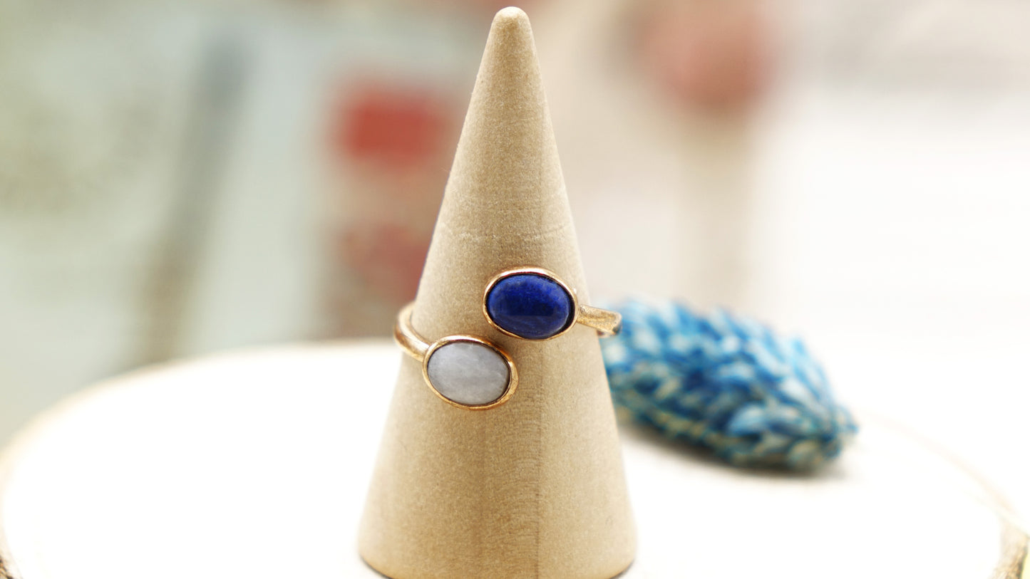 Lapis Lazuli and Moonstone Gemstone Ring