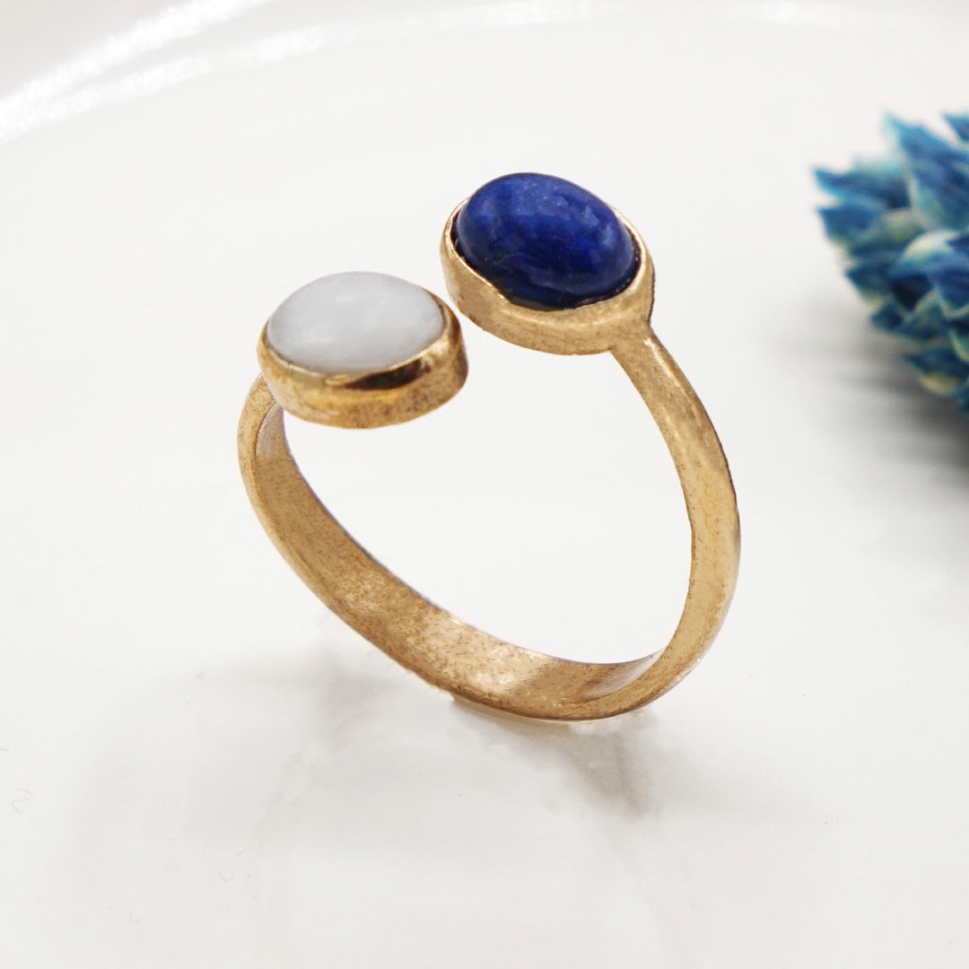 Lapis Lazuli and Moonstone Gemstone Ring