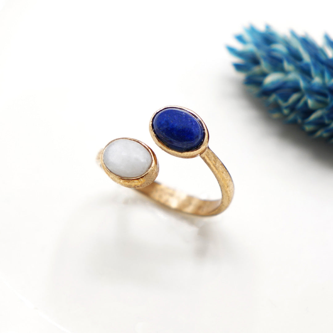 Lapis Lazuli and Moonstone Gemstone Ring