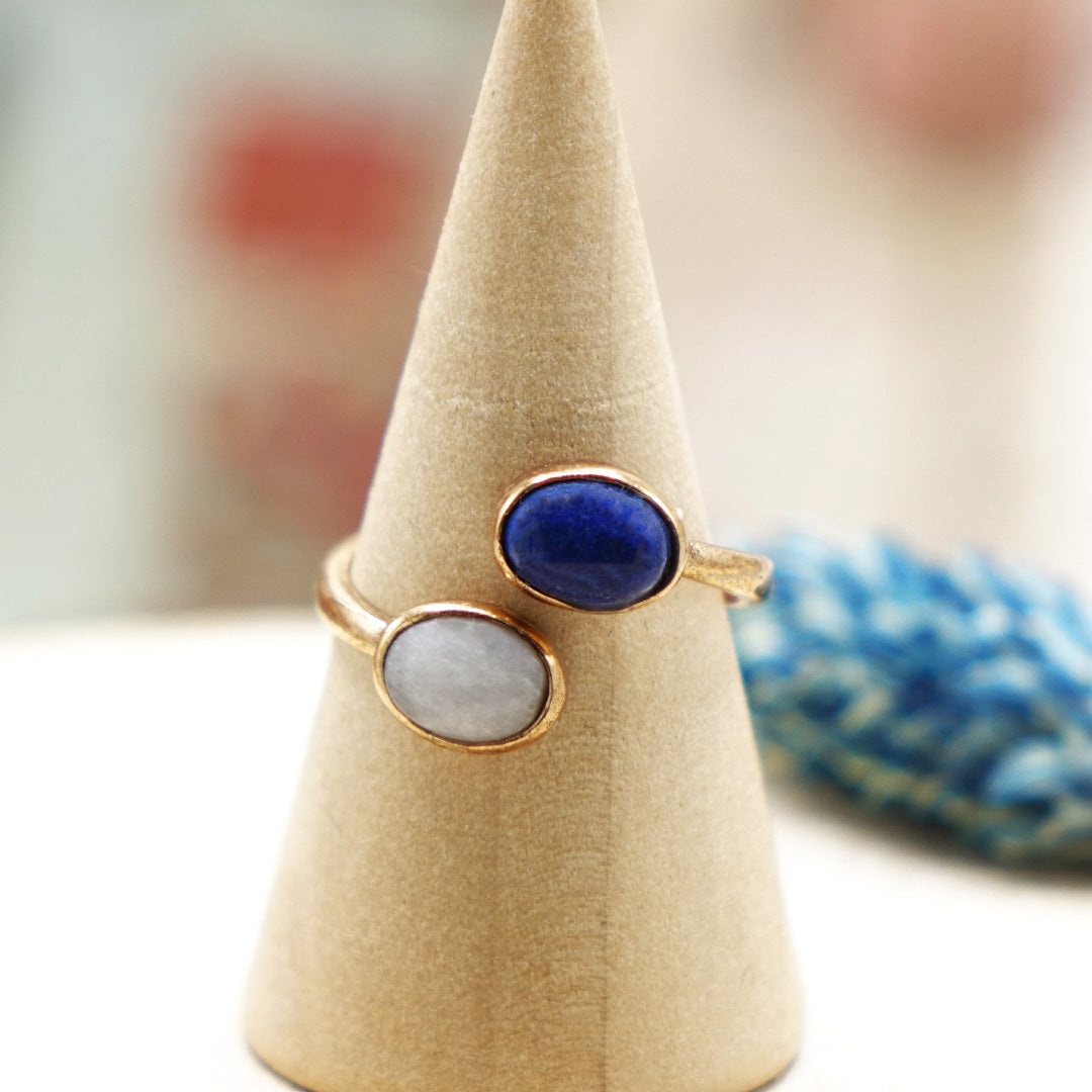 Lapis Lazuli and Moonstone Gemstone Ring