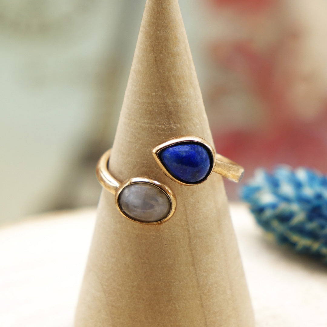 Lapis Lazuli and Moonstone Gemstone Ring