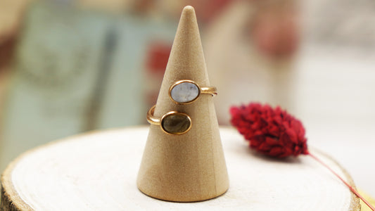 Citrine and Moonstone Gemstone Ring
